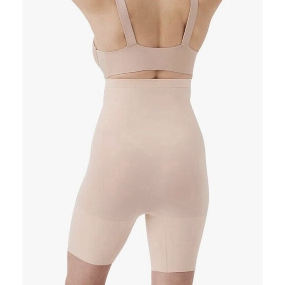 SPANXsculpt Seamless PowerHigh-Waisted Mid-Thigh Short Nude Sz Large Shapewear - Picture 2 of 12